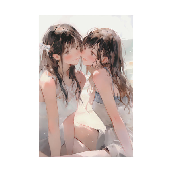 Beach Date - Watercolor Anime Girl Poster