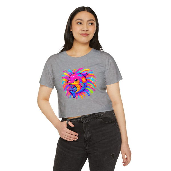 Painted Dolphin Summer Crop Top Tee