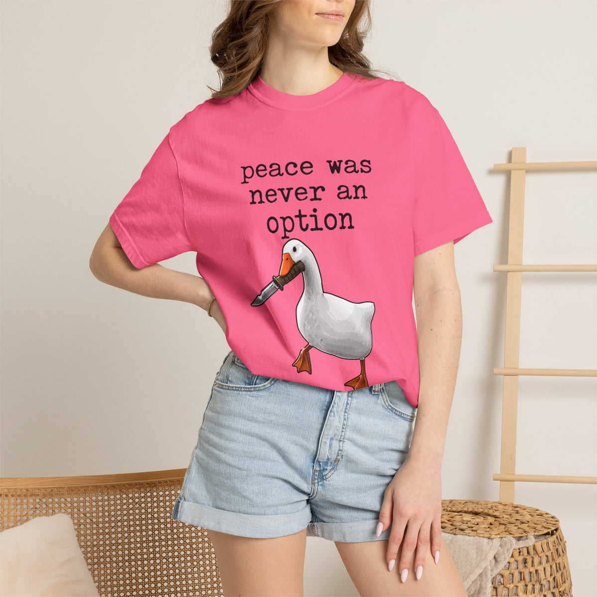 Peace Was Never An Option - Knife Goose Meme T-Shirt