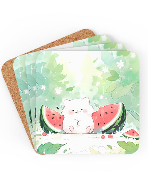 Watermelon Thief - Anime Style Cute Coaster Set