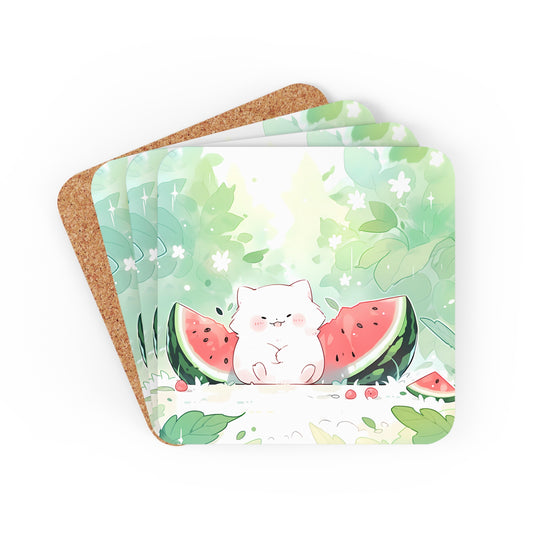 Watermelon Thief - Anime Style Cute Coaster Set