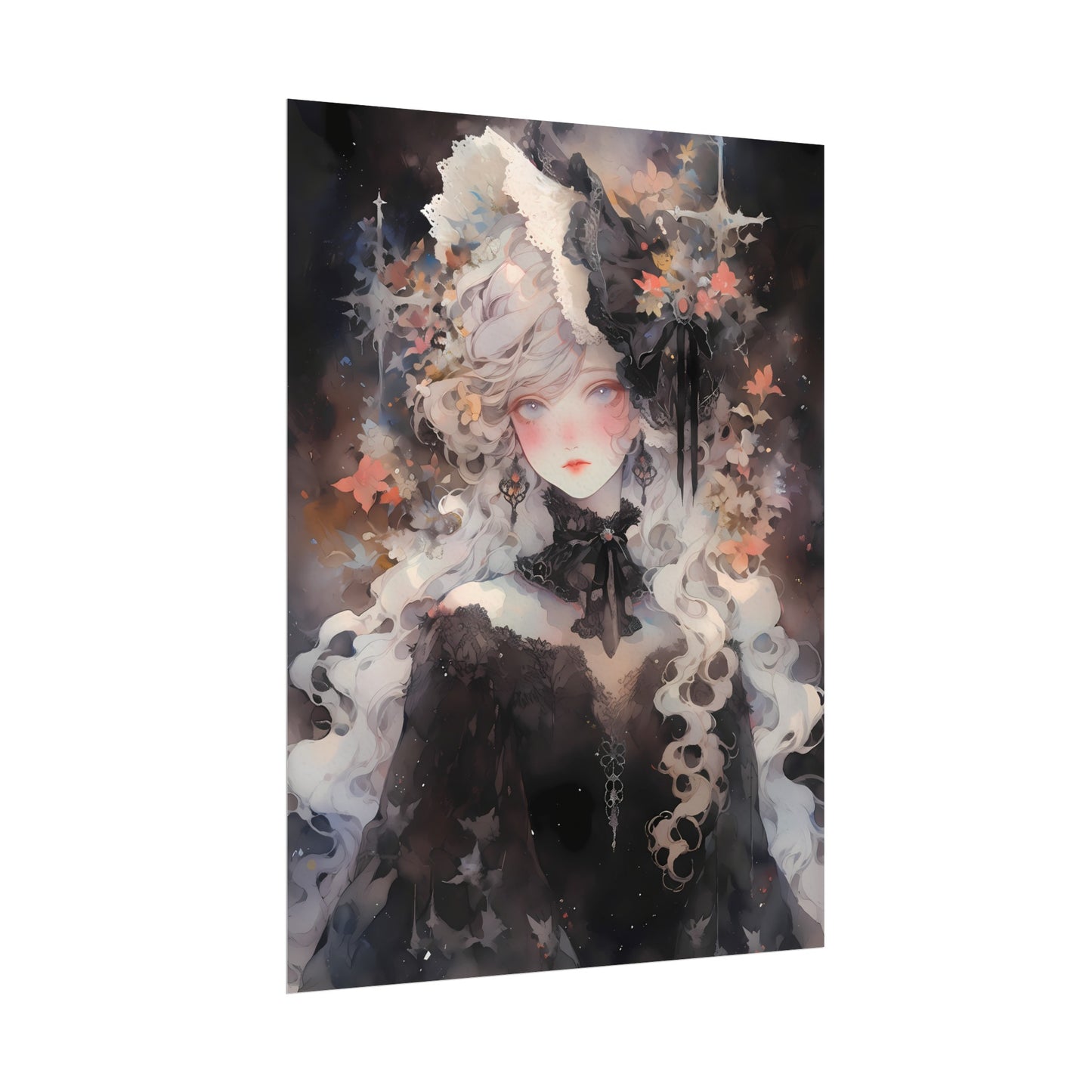 Priestess of Fortune - Watercolor Gothic Anime Poster