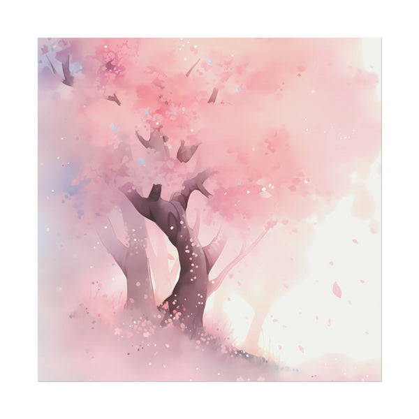 Cherry Blossom Hillside - Anime Watercolor Poster