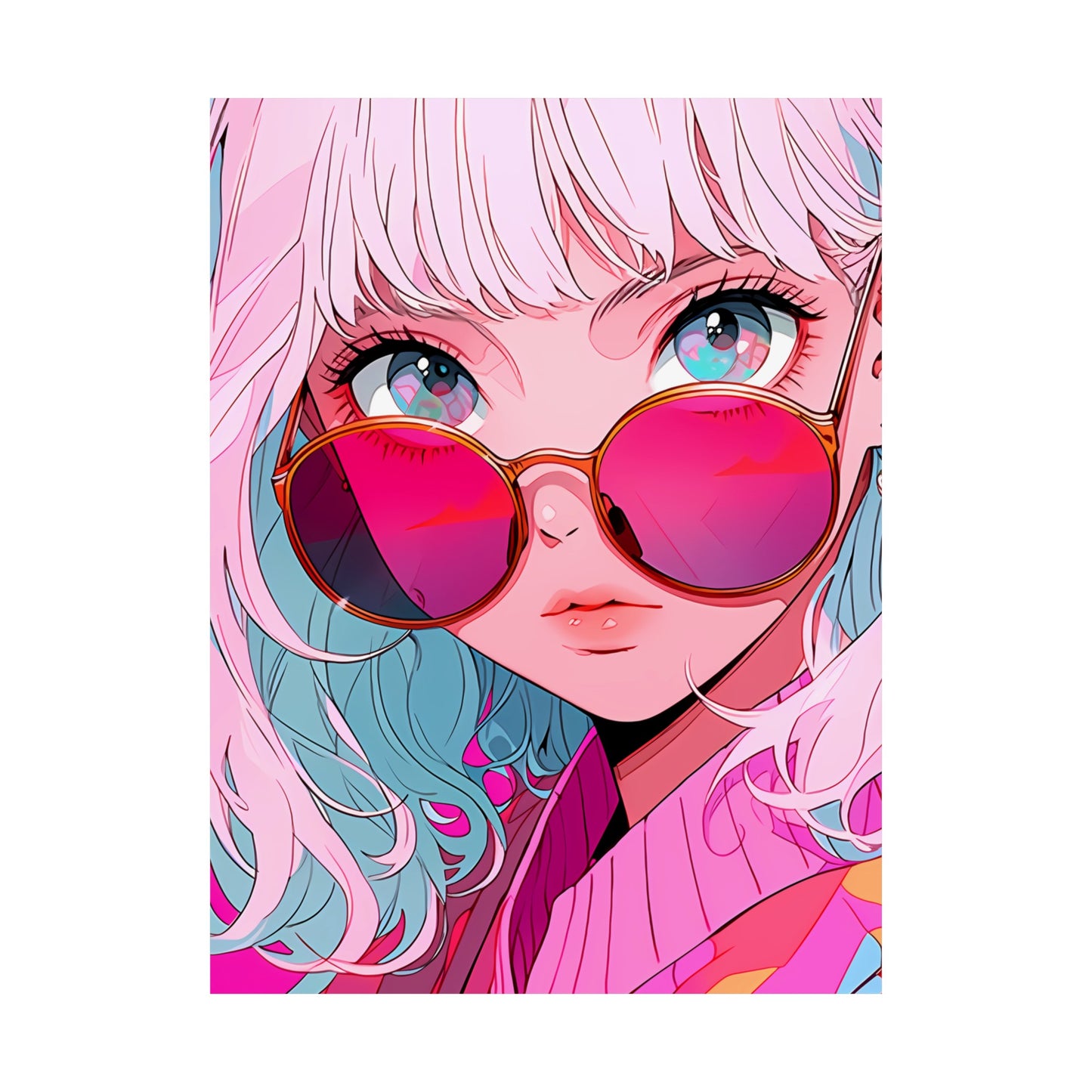 Rose Colored Sunglasses - Retro Anime Poster