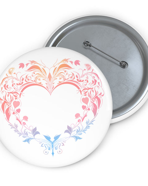 Heart Flourish - Cute Button Pin