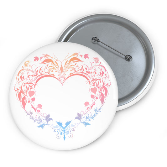 Heart Flourish - Cute Button Pin