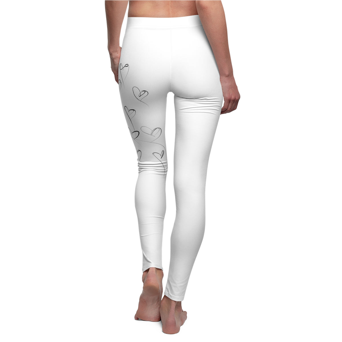 Sketchbook Hearts - Cute White Leggings
