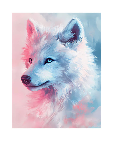 Pastel wolf art poster