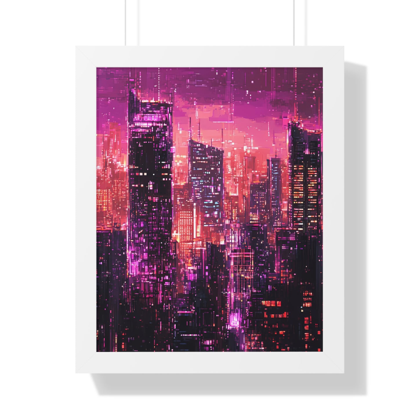 Night Rain - Framed Futuristic City Poster