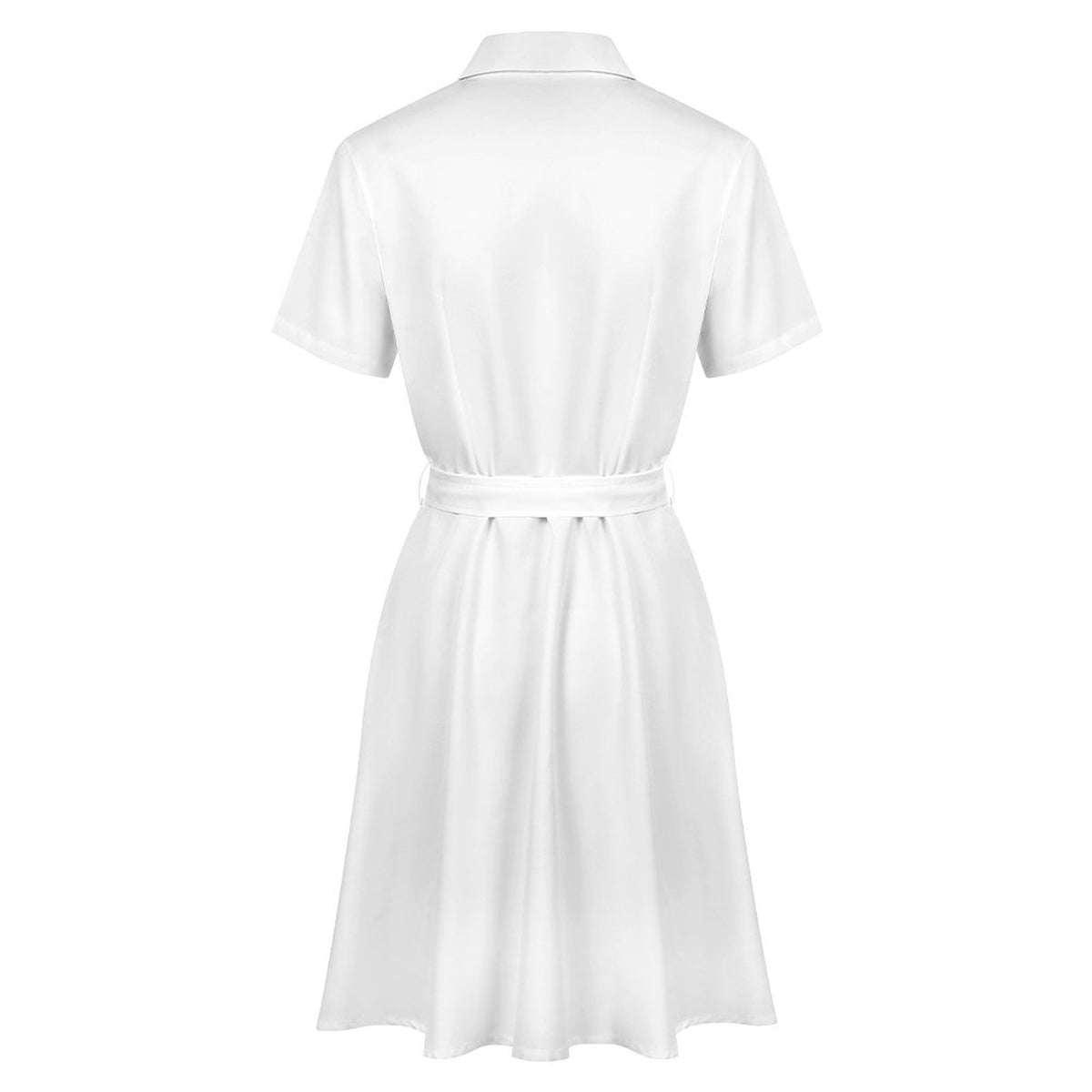 Heart Circle Short Sleeve Dress With Sash