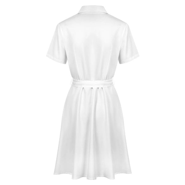 Heart Circle Short Sleeve Dress With Sash