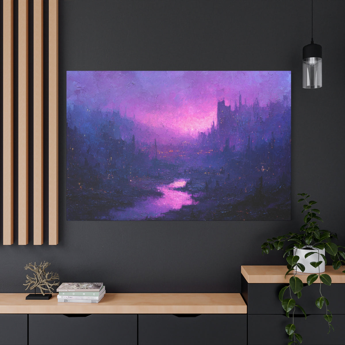 Violet City - Textured Fantasy Wall Art
