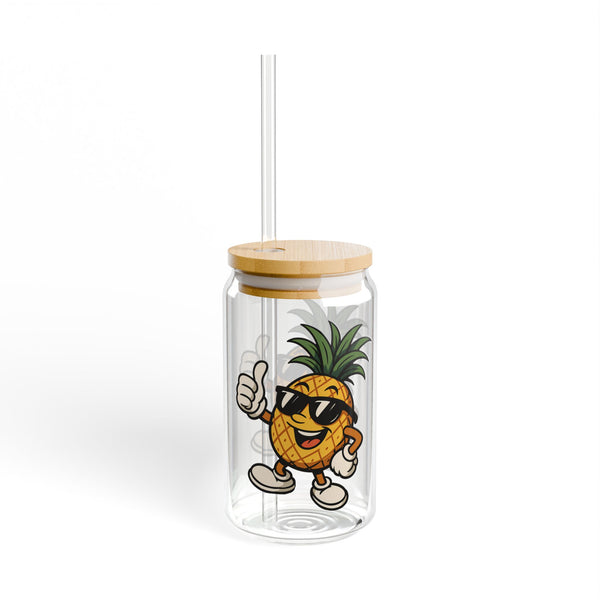 Mister Maui - Cute Glass Cup With Lid and Straw