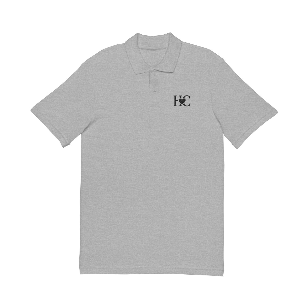 Heart Circle Emblem - Embroidered Pique Polo Shirt