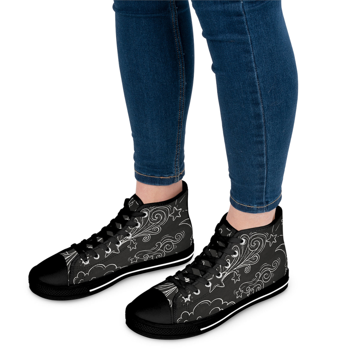 Night Sky Scribbles - Cute High-Top Sneakers