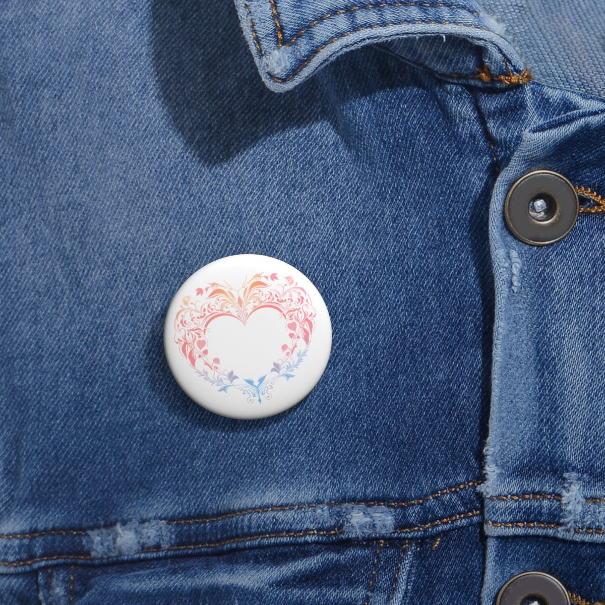 Heart Flourish - Cute Button Pin
