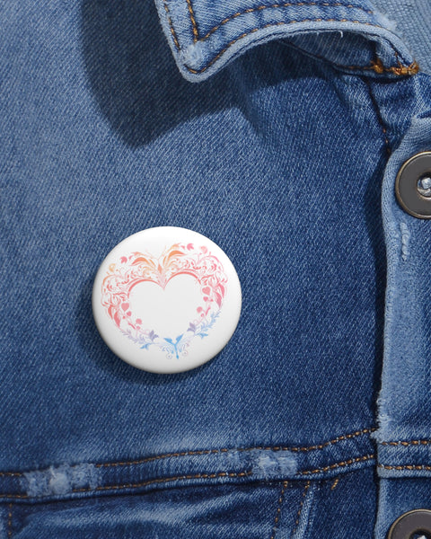 Heart Flourish - Cute Button Pin