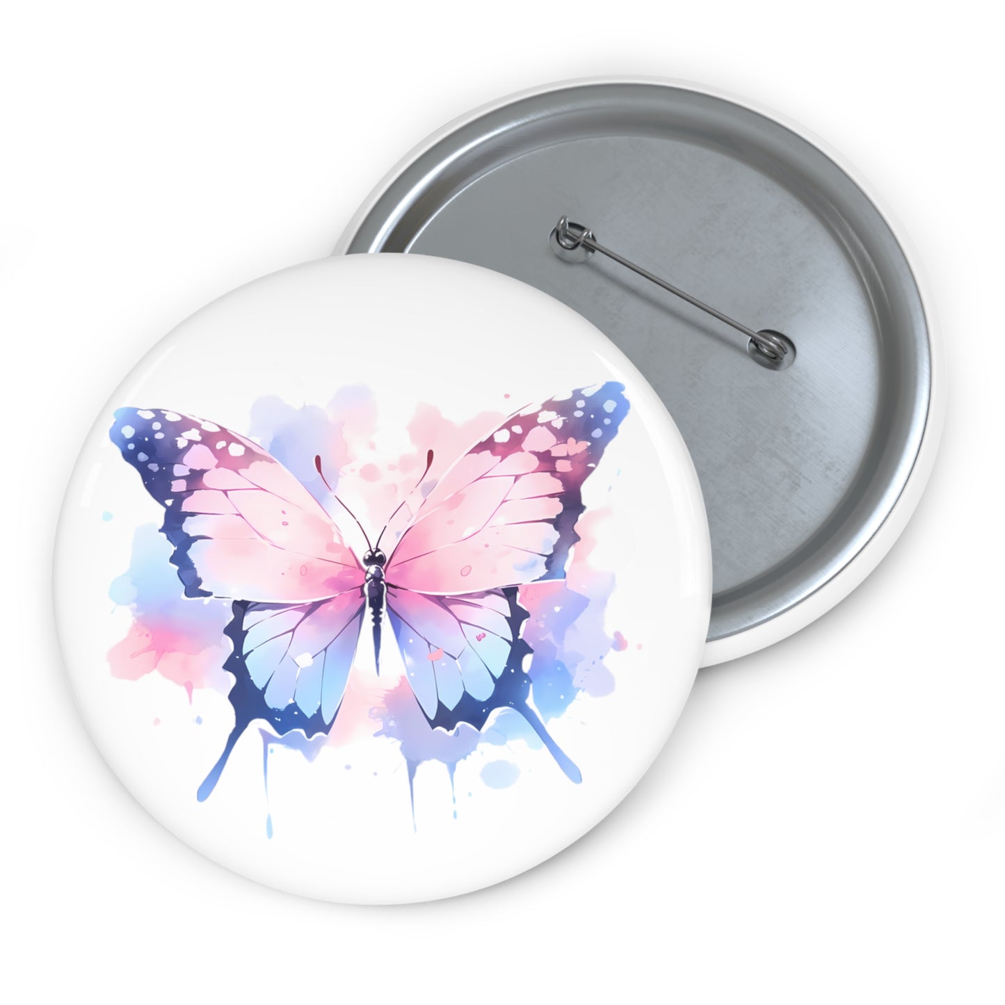 Painted Pastel Butterfly Button Pin