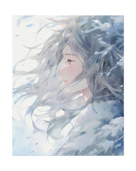 Fade Into Winter - Anime Watercolor Poster