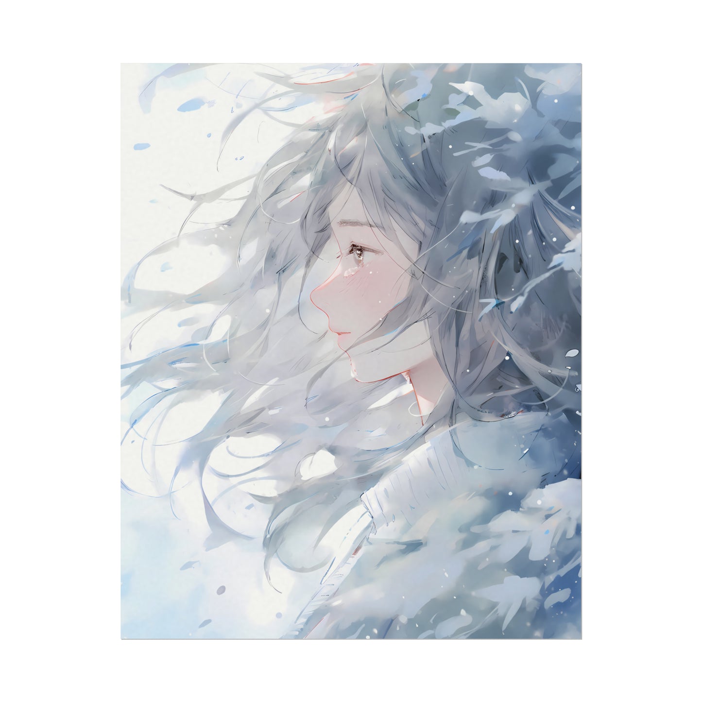 Fade Into Winter - Anime Watercolor Poster