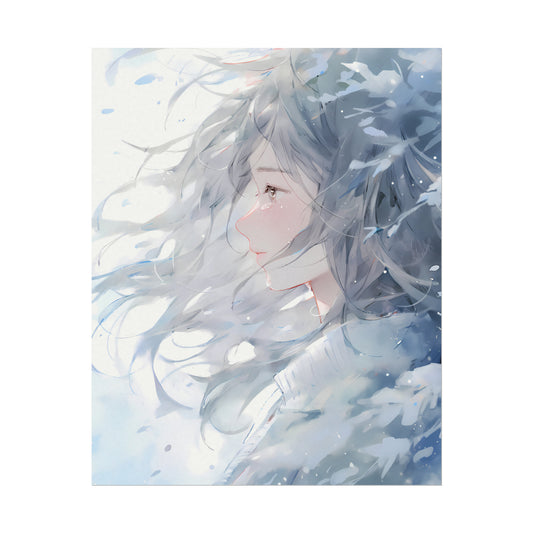 Fade Into Winter - Anime Watercolor Poster