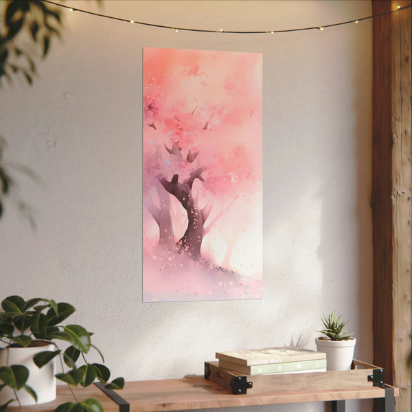Cherry Blossom Hillside - Anime Watercolor Poster