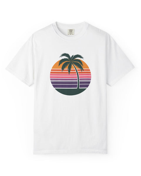 Palm Escapes - Retro Minimalist Palm Tree Sunset T-Shirt