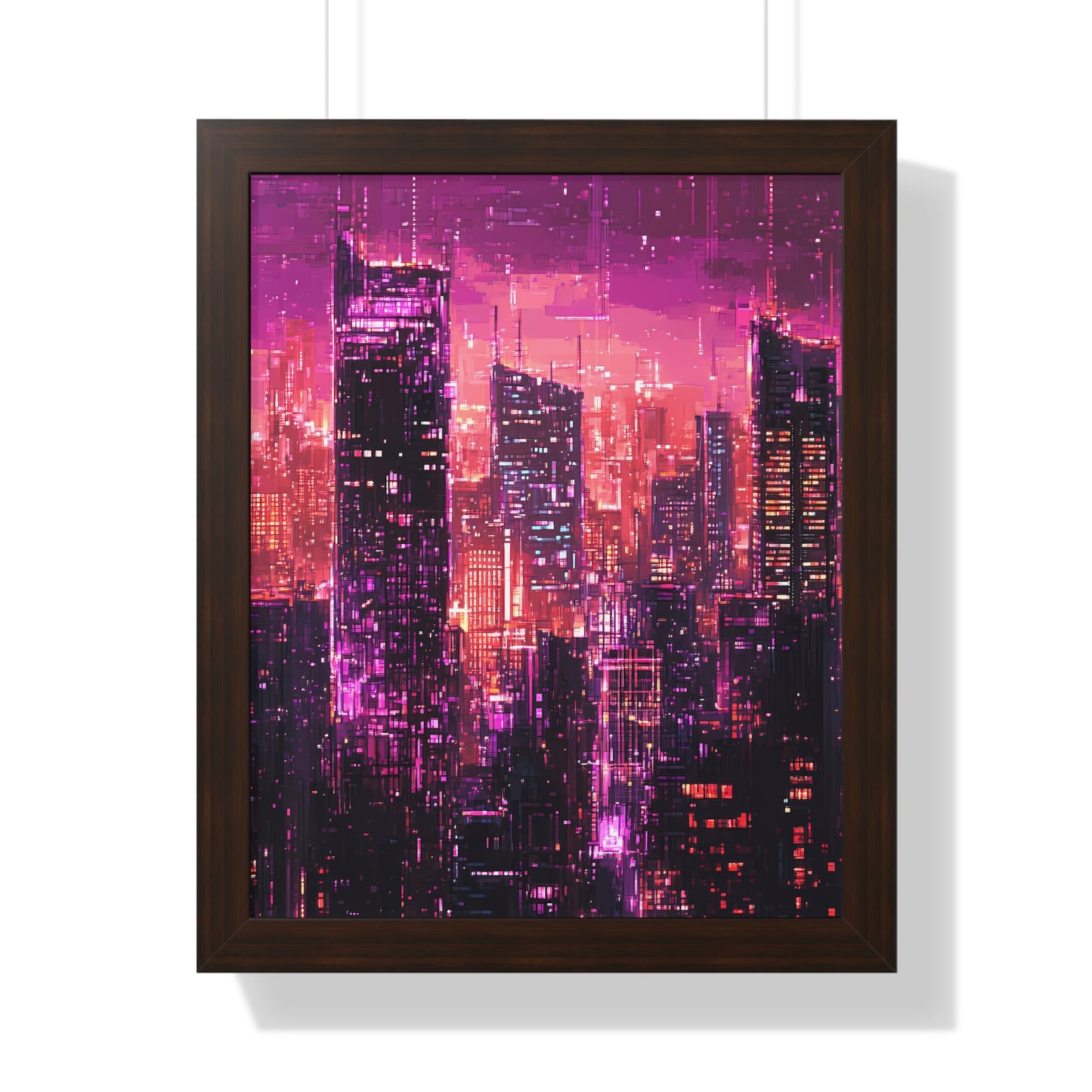 Night Rain - Framed Futuristic City Poster