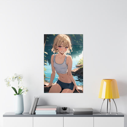 Summer Crush by the Lake - Anime Girl Poster