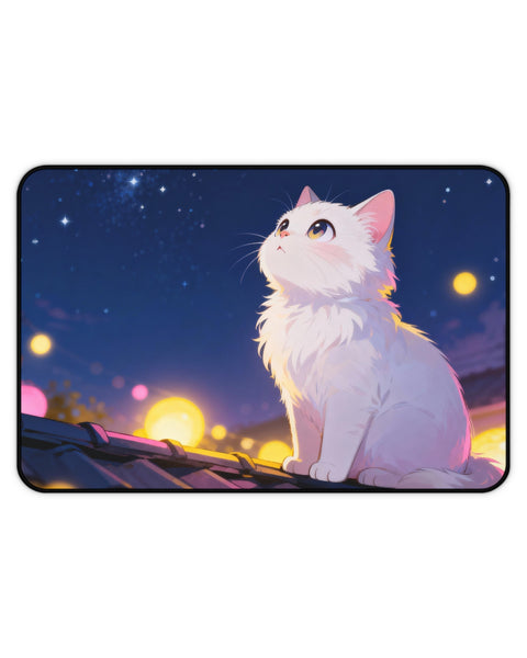Festival Lights - Cute Anime Cat Desk Mat