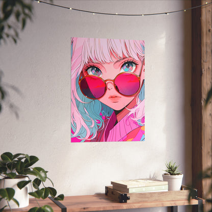 Rose Colored Sunglasses - Retro Anime Poster