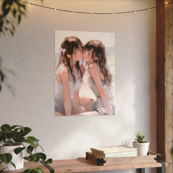 Beach Date - Watercolor Anime Girl Poster