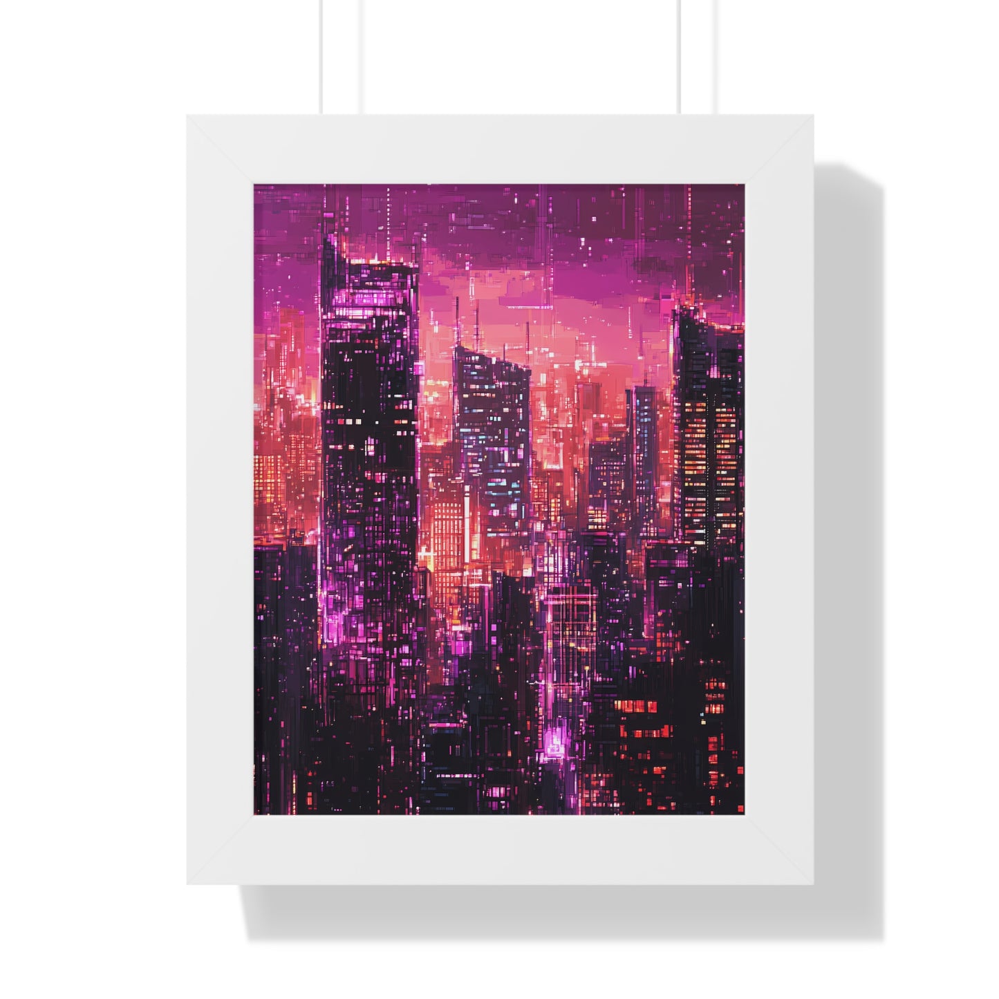 Night Rain - Framed Futuristic City Poster