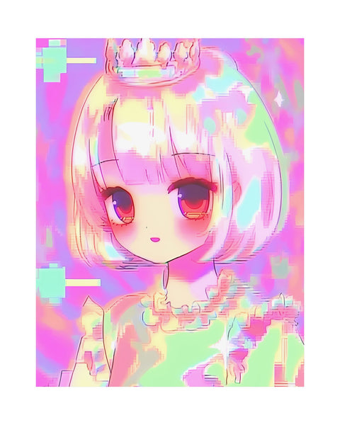 Digital Royalty - Glitch Art Anime Poster