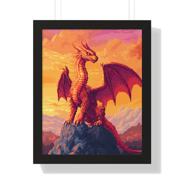 Emberheart - Pixel Art Framed Dragon Poster