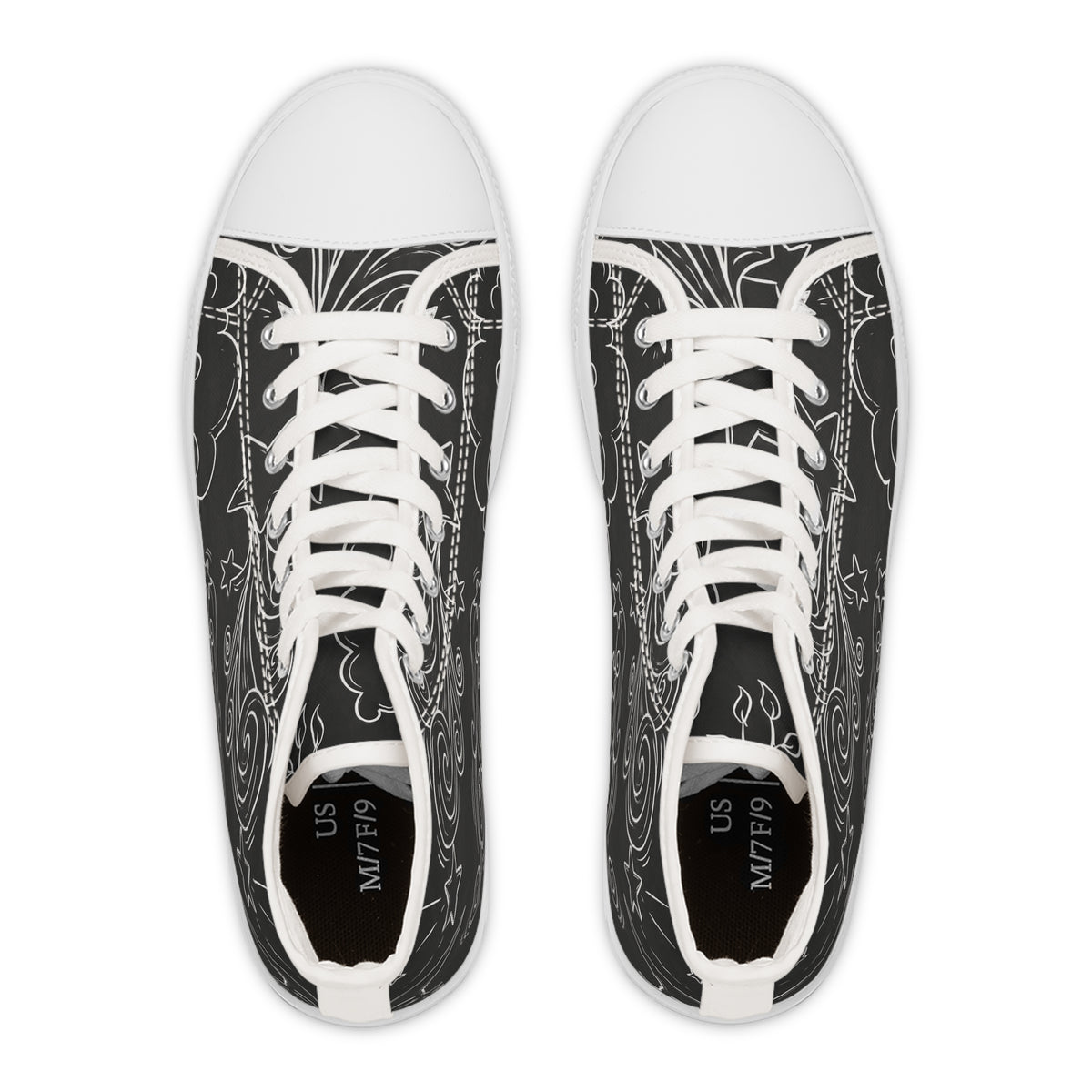 Night Sky Scribbles - Cute High-Top Sneakers