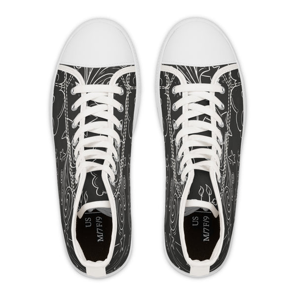 Night Sky Scribbles - Cute High-Top Sneakers