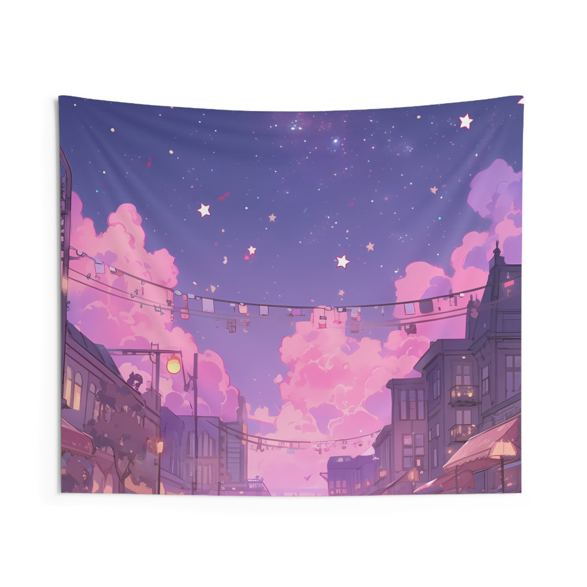 Starlit Square - Lofi Anime Tapestry