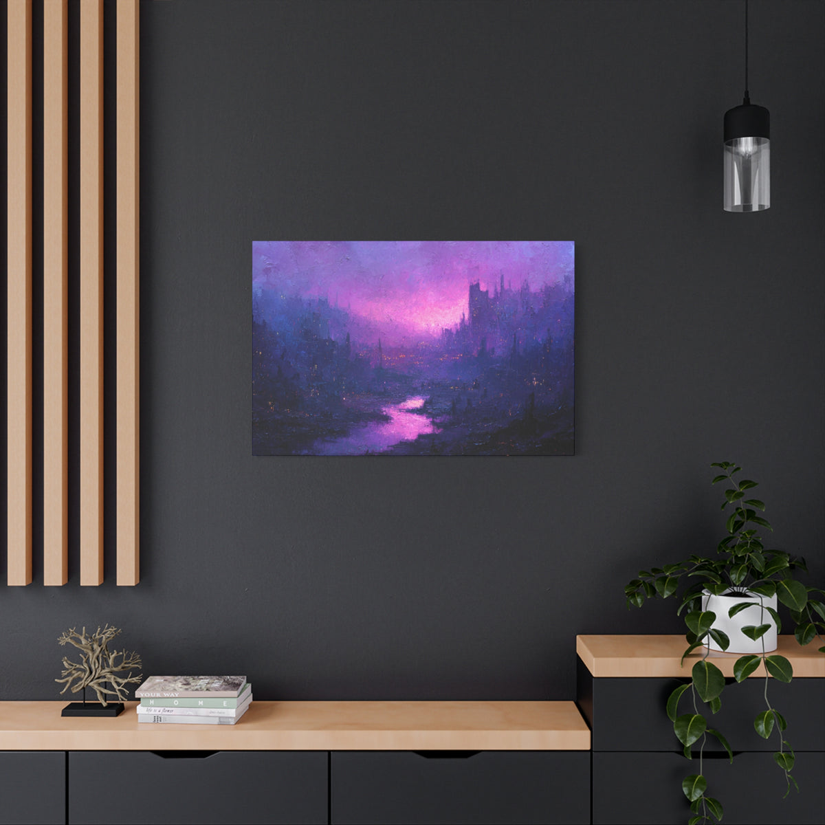 Violet City - Textured Fantasy Wall Art
