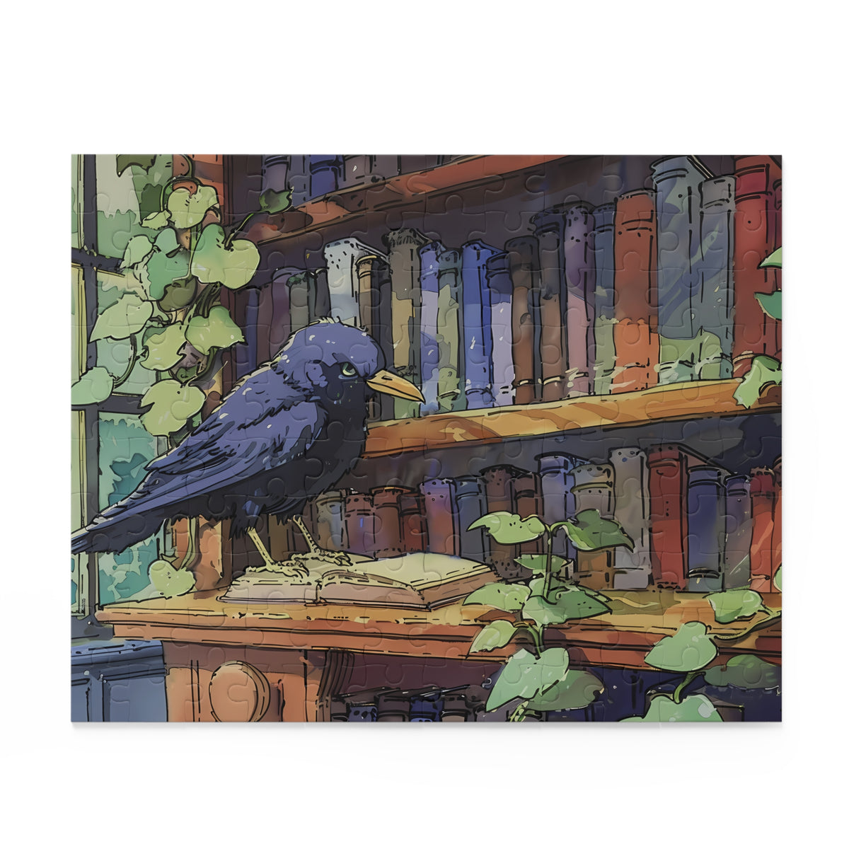 Curious Student - Anime Crow Jigsaw Puzzle