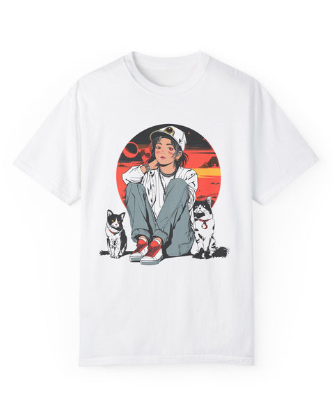 Faithful Guardians - Retro Anime Cat T-Shirt