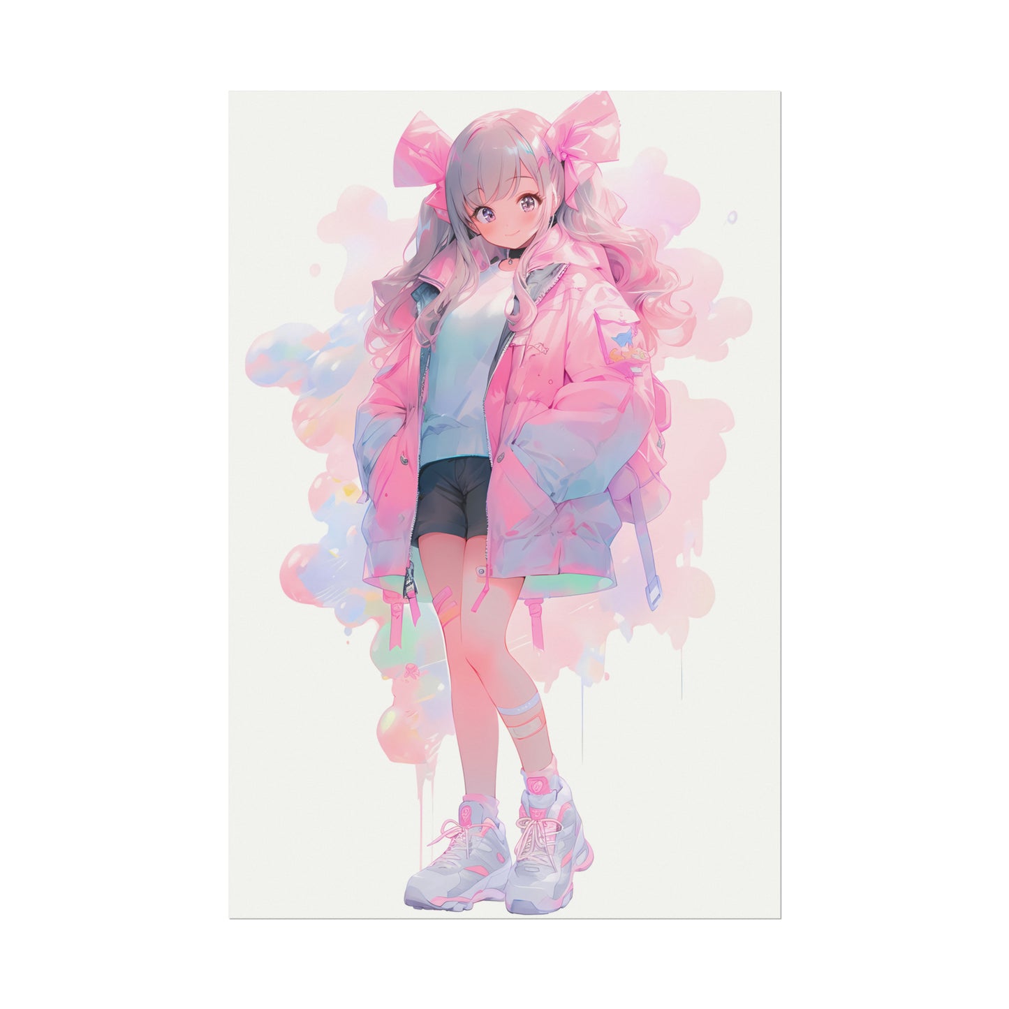 Bubblegum - Cute Anime Girl Watercolor Poster