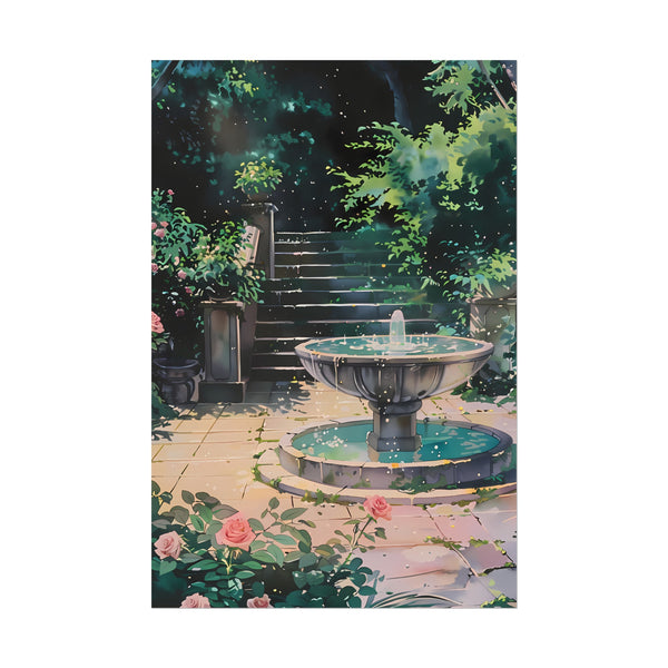 Healing Fountain - Anime Watercolor Poster