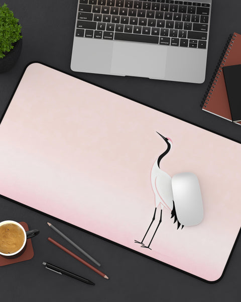 Japanese Crane Desk Mat With Minimalist Theme