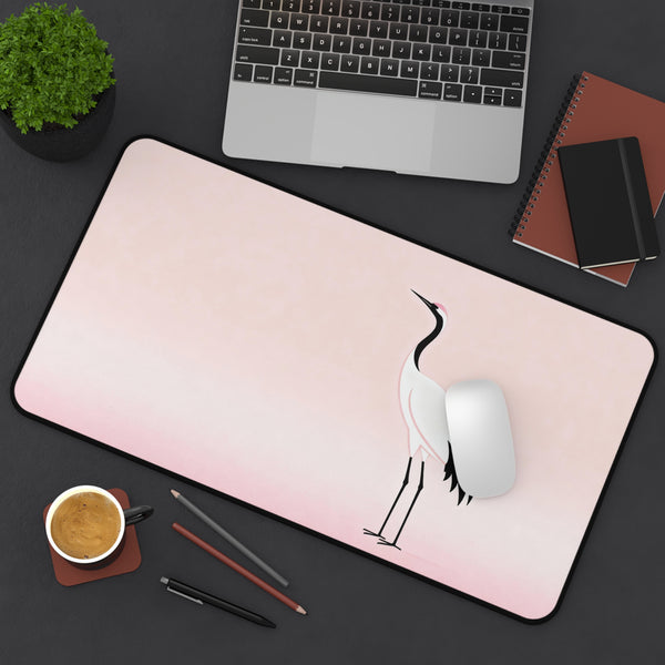 Japanese Crane Desk Mat With Minimalist Theme