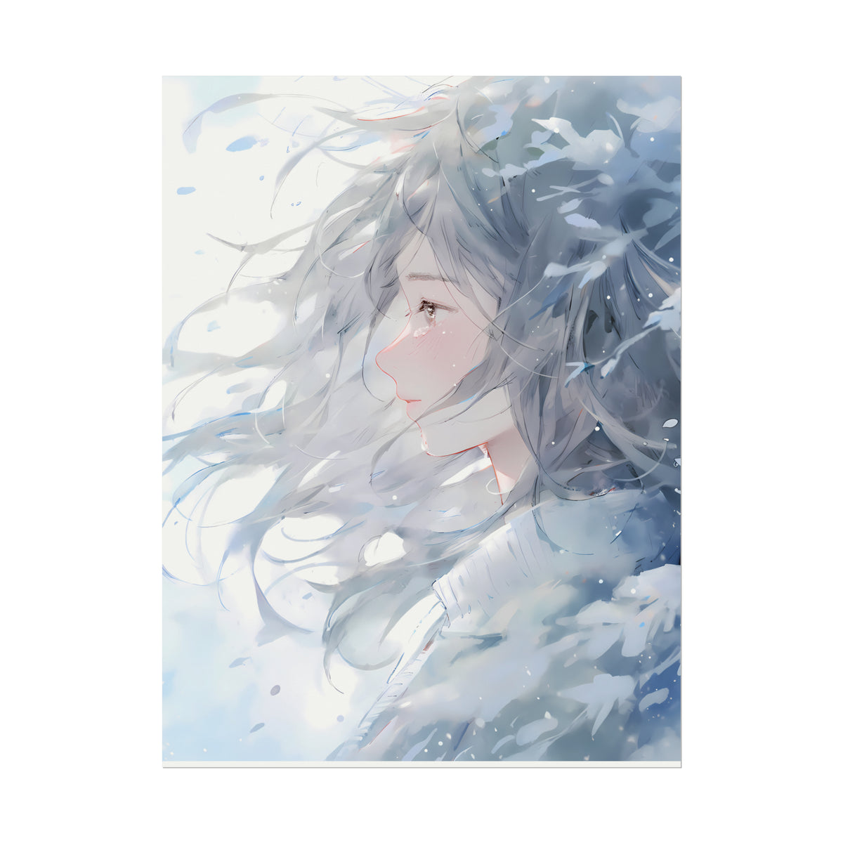 Fade Into Winter - Anime Watercolor Poster