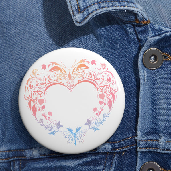 Heart Flourish - Cute Button Pin