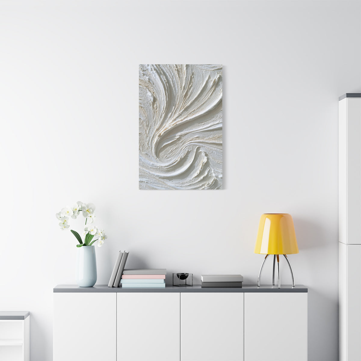 Whipped Waves - Abstract Textured White Wall Art