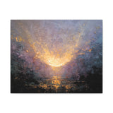 Canvas print of Angelic Visitation - Abstract Textured Wall Art painting with a bright light source and dark background