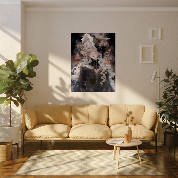 Priestess of Fortune - Watercolor Gothic Anime Poster